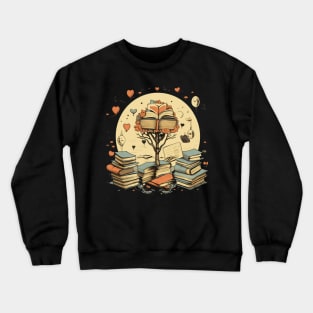 Tree growing from a book Gift for Bookworm Crewneck Sweatshirt